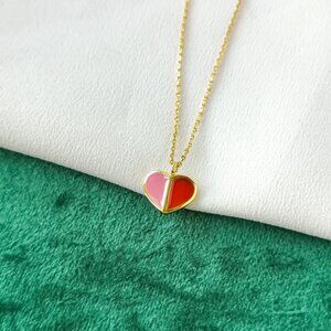 KATE SPADE Heritage Spade Gold Pink Red Pendant Necklace NEW